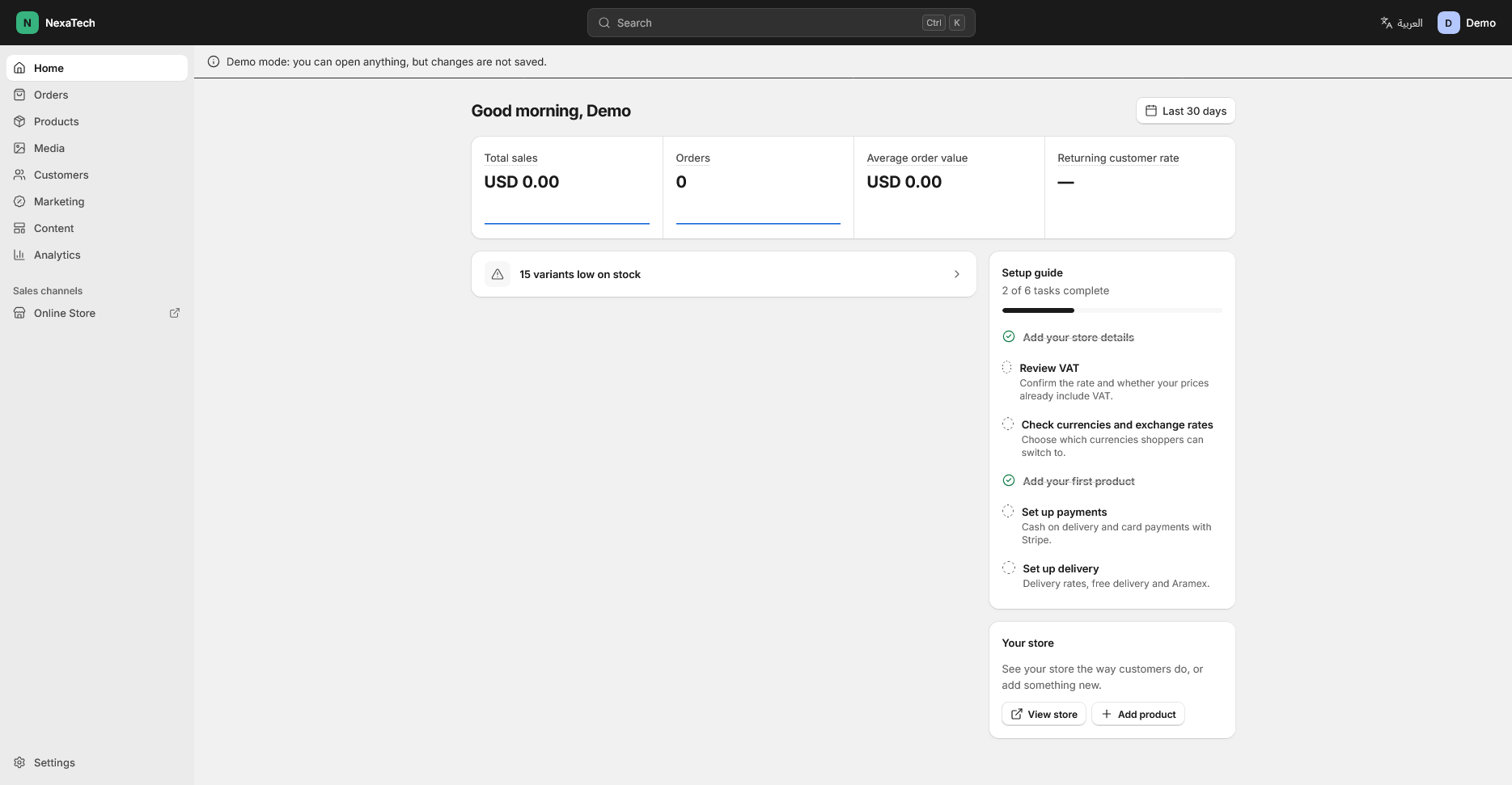 NexaTech admin dashboard